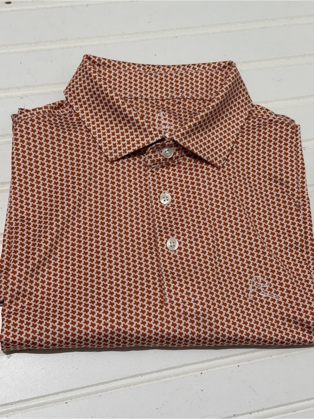 Rhoback "The Don't Mess" Texas State Print Performance Polo Shirt Men's Medium - Picture 10 of 11